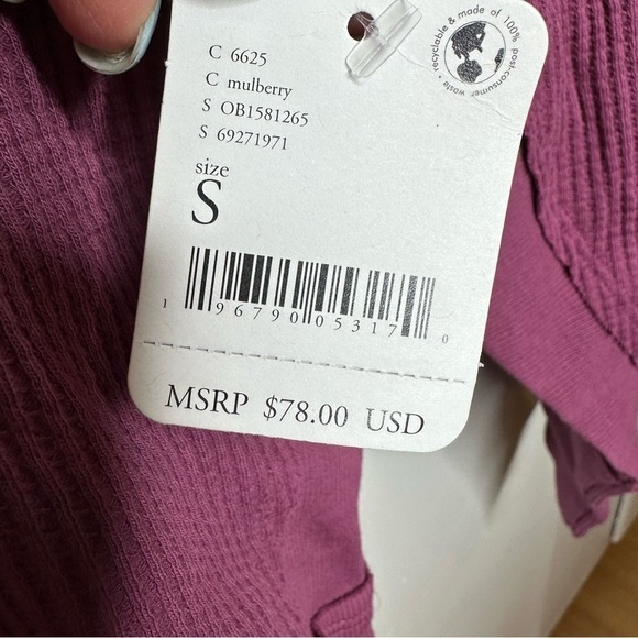Free People Santa Clara Thermal Top Mulberry NWT in Small - Picture 6 of 9